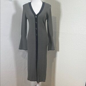 a new day Navy and White Button-Down Long Sleeve Dress